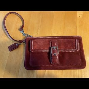 COACH  Suede Leather Wine Burgundy Wristlet